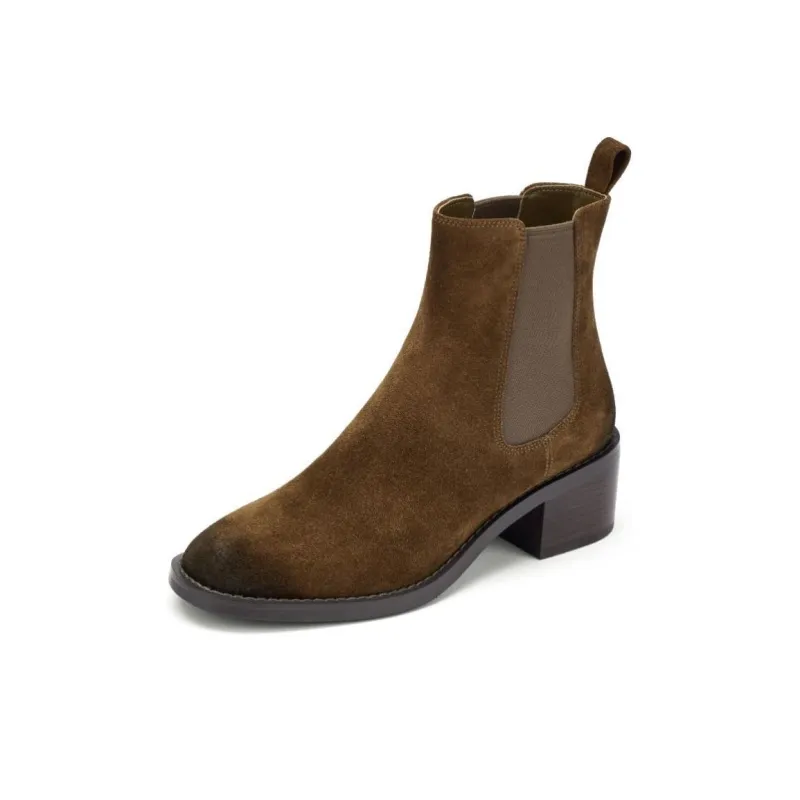 73Hours Strolling Through The Neighborhood Short Chelsea Boots Women's Brown-1