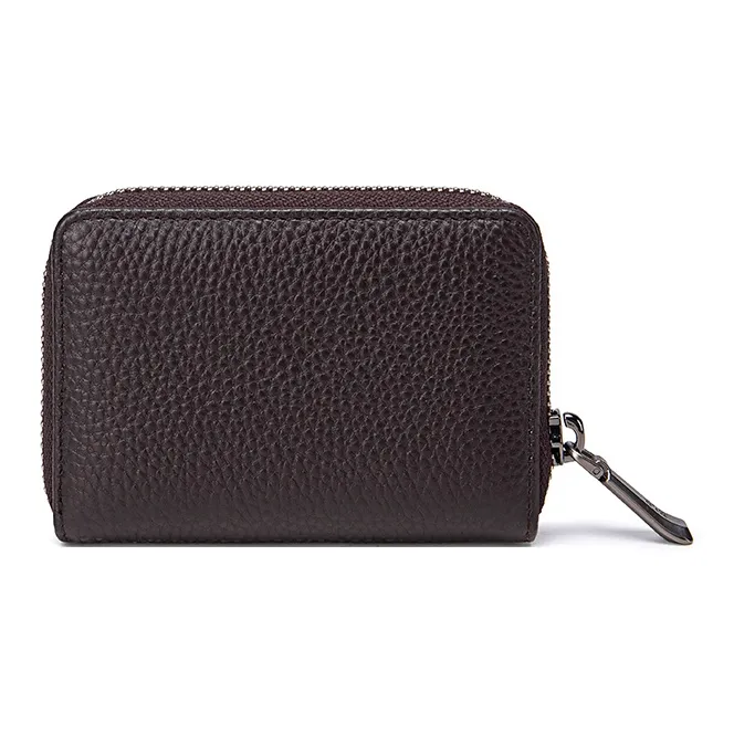 HLA Cow Leather Card Holder, Coin Purse Regular Unisex Classic Black/Brown-12