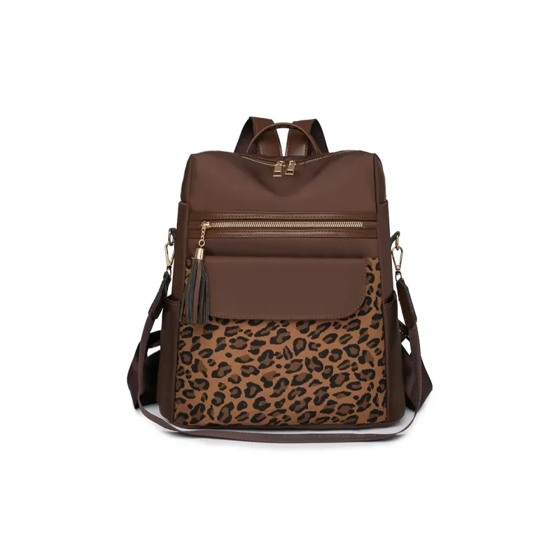 Yalu Nylon Backpack Regular Women's Ecru/Black/Coffee-8