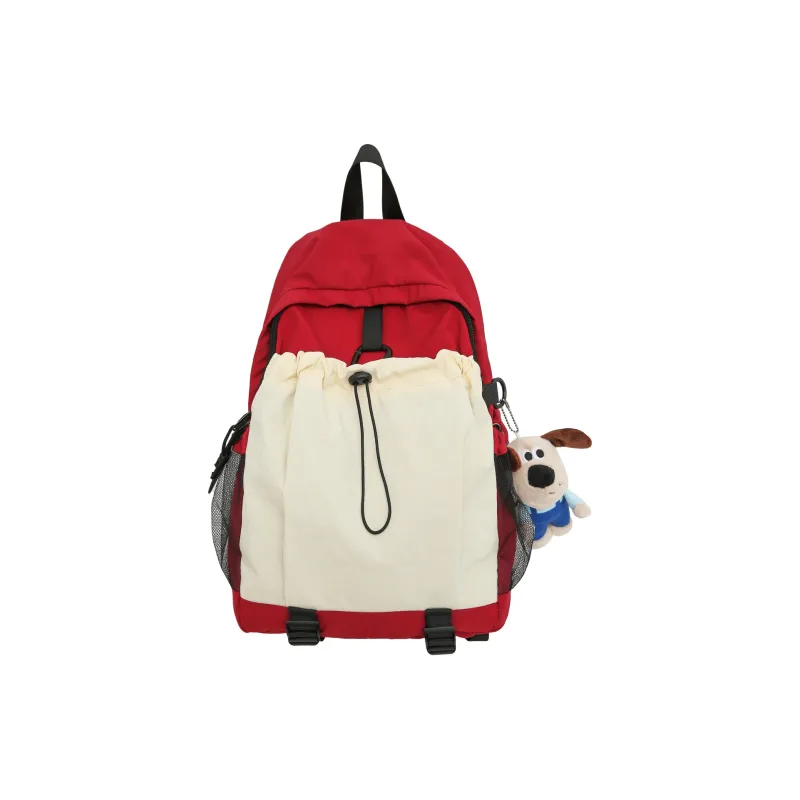 Yalu Nylon Backpack Regular Unisex Light Gray/Red/Black/Neon Green/Brown-12