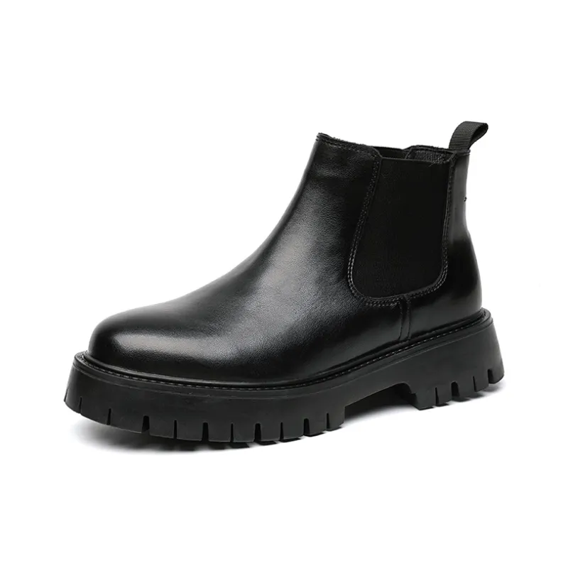 WEISHIBANGWEI Short Chelsea Boots Men's Black-0