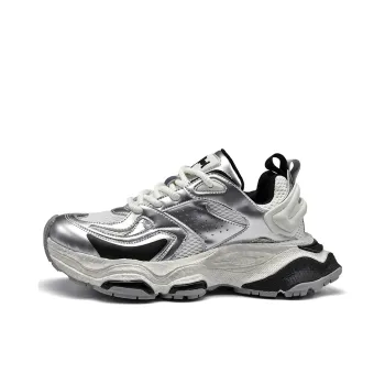 Jerden Smith Cushioned Slip Resistant Abrasion Resistant Low Top Chunky Sneakers Men's Silver