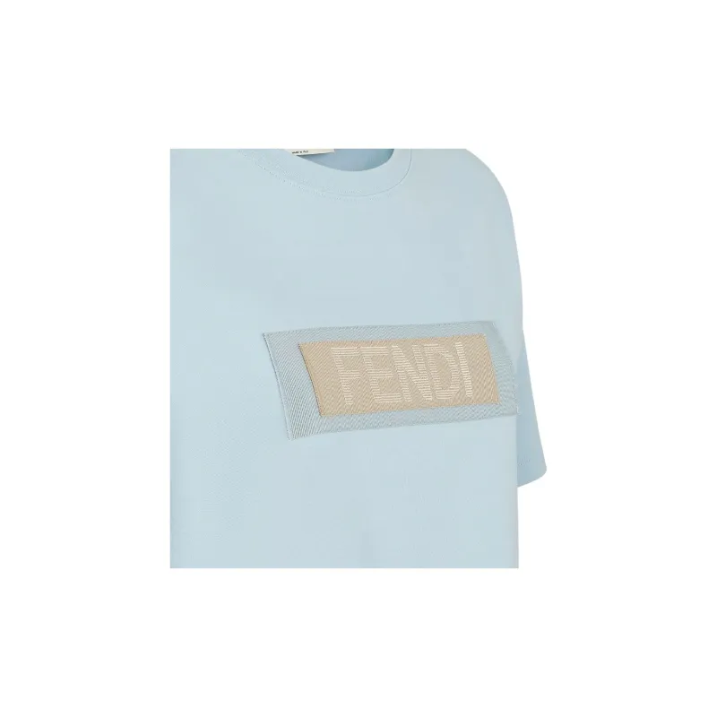 FENDI Logo Patch Crewneck T Shirt-2