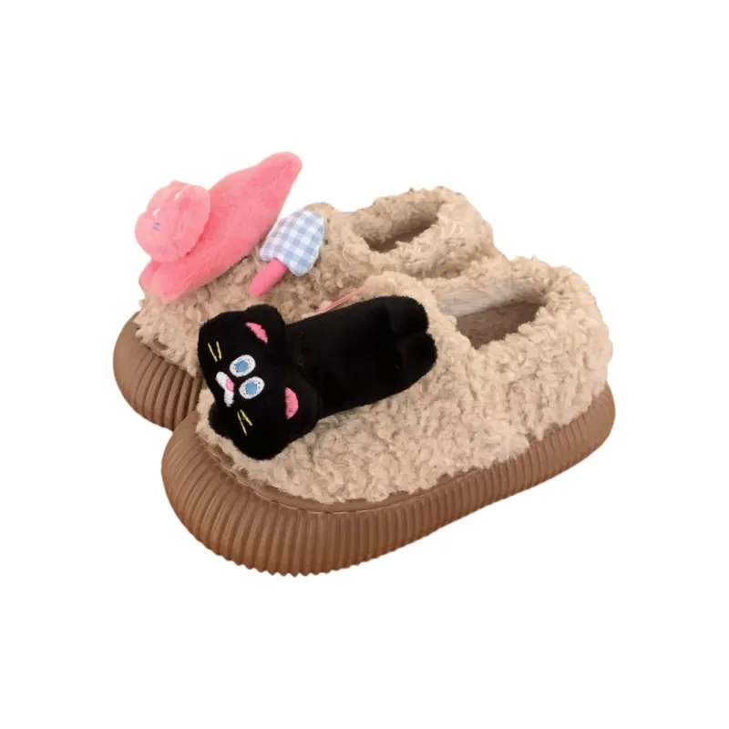 Thin Strips Cotton Slippers Women's, White-6