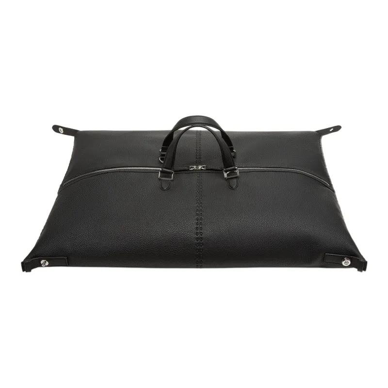 FENDI Calfskin Handbag Shoulder Bag Crossbody Bag Travel Bag Men's Black-4