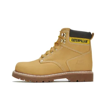 CAT Wear Resistant Height Increasing Slip Resistant Short Outdoor Boots Unisex Brown Yellow