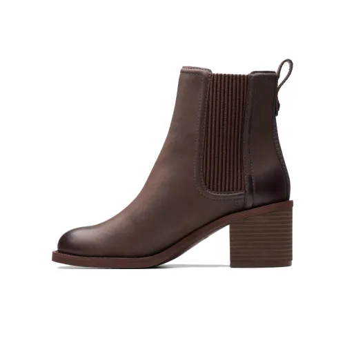 Clarks Short Chelsea Boots 7cm Women's Red Brown