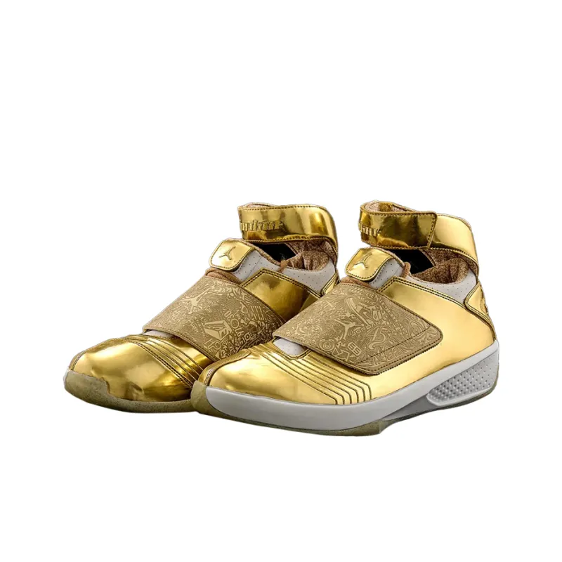 Drake x Jordan Air Jordan 20 PE Durable Breathable Mid Top Vintage Basketball Shoes Men's Gold-3