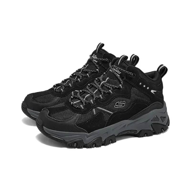 Skechers OUTDOOR Breathable Support Height Increasing Rebound Mid Top Casual Shoes Women's Black Gray Color-2