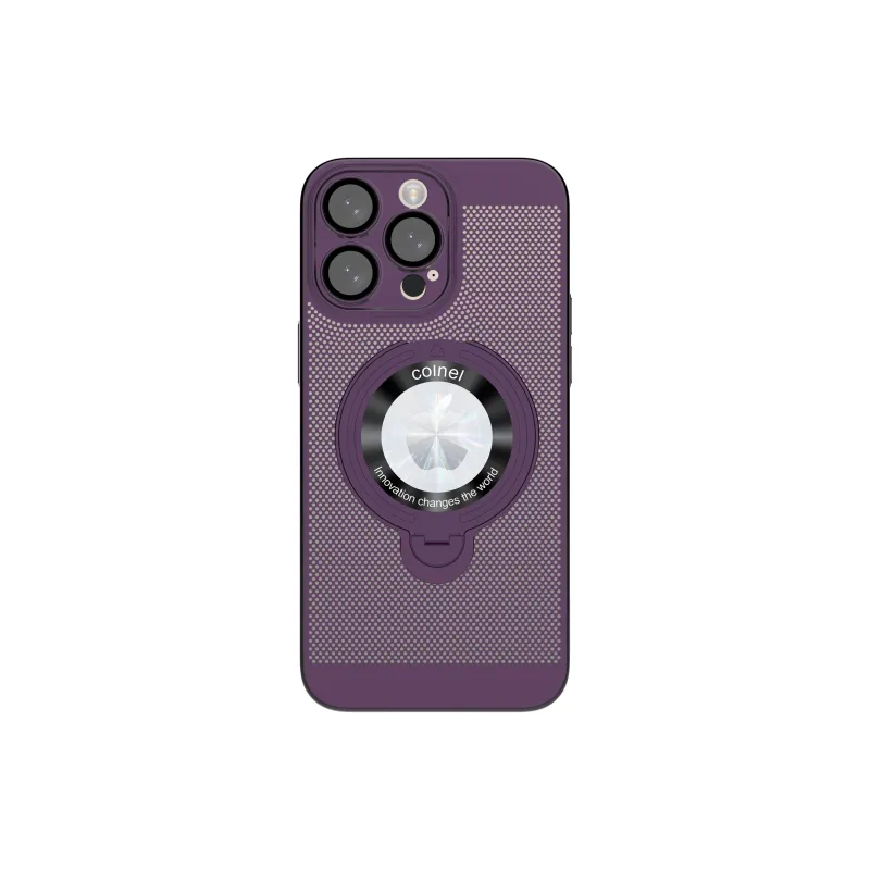 ZHUOJI PC Material Mesh Hole 360U Shield Stand Phone Case Compatible With Apple 16/15/14/13 Series-12