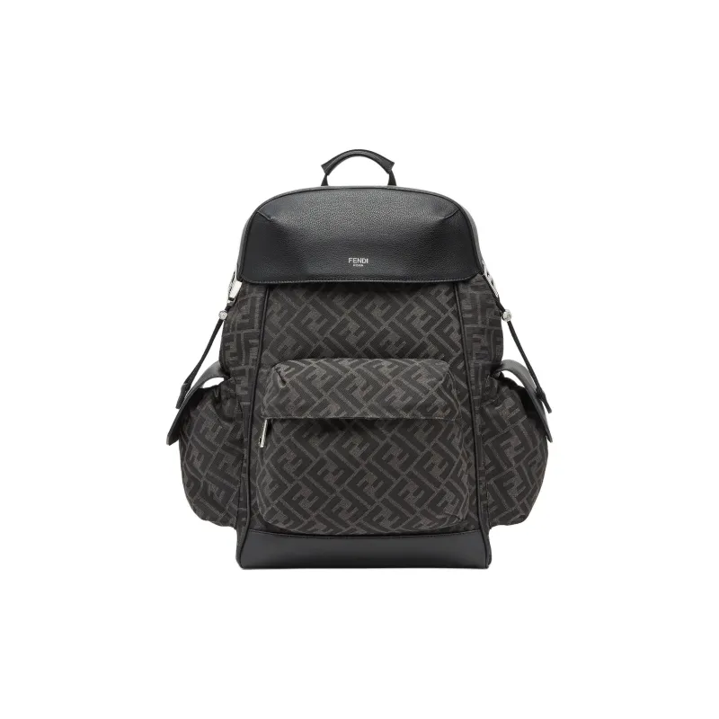 FENDI FF Jacquard Backpack Men's Black-0