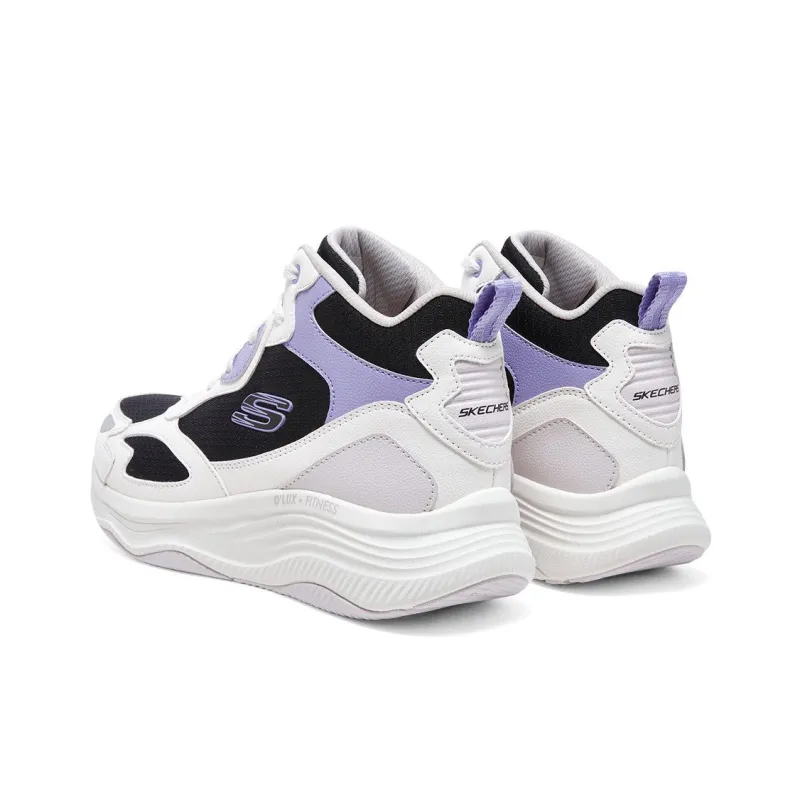 Skechers Cushioning, Wear Resistant High Top Casual Shoes Women's Black White Purple-3