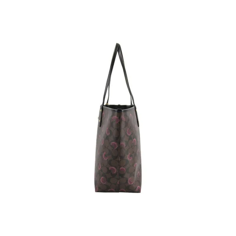COACH City PVC Tote Bag Shopping Bag Combo Handbag Shoulder Bag Women's Dark Brown Dandelion Pattern-2