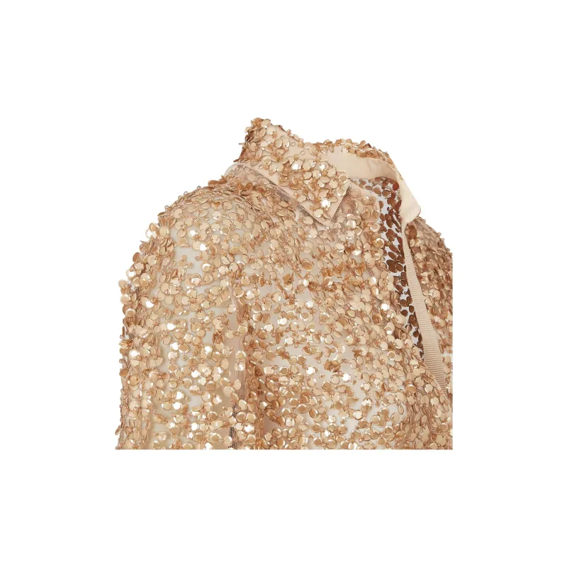 FENDI FW24 Short Sleeved Dresses Women's Gold-3