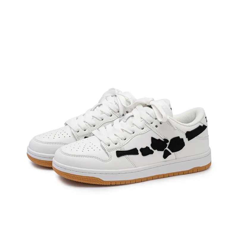 Little Red Man Anti-Slip Wear-Resistant Low-Top Skateboard Shoes Unisex White Natural Rubber-4