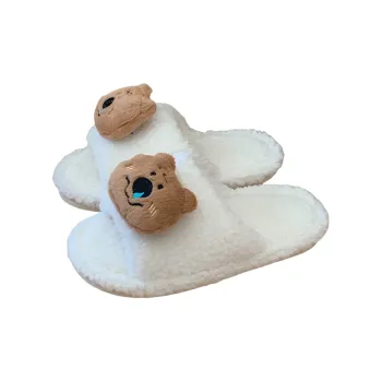 SHIGUDE Indoor Cotton Slipper Shoes Women's White