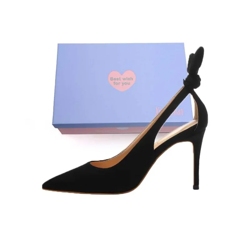 Xingdiman Slim Heel High Heels Women's Black Gift Box Set-5
