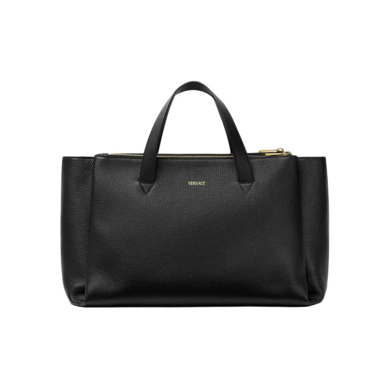 VERSACE MEDUSA BIGGIE Series Cow Leather Tote Bag Shopping Bag Shoulder Bag Handbag Men's Black-2
