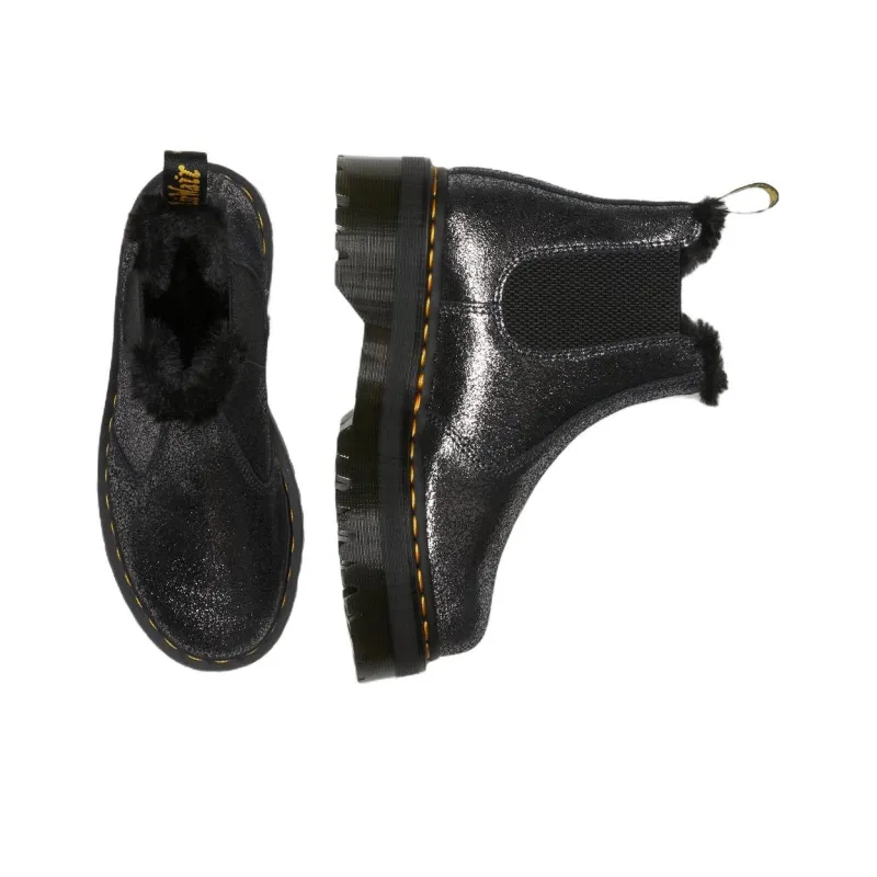 Dr.Martens 2976 Faux Fur Lined Metallic Platform Chelsea Boots 'Black' Women's-4