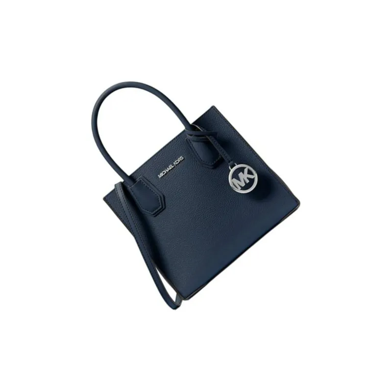 MICHAEL KORS Mercer Leather Tote Bag, Shopping Bag, Shoulder Bag, Handbag Medium Size Women's Marine Blue-1