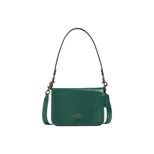 COACH Quinn Cow Leather Crossbody Bag Shoulder Bag Small Size Women's Emerald Green