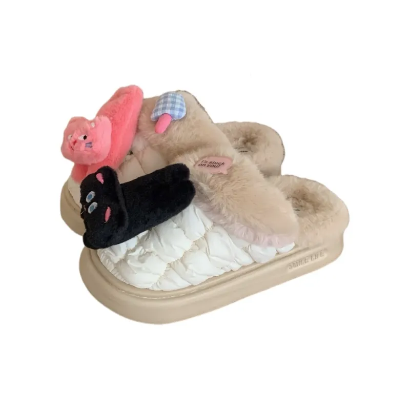 Thin Strips Cotton Slippers Women's, Pink-6