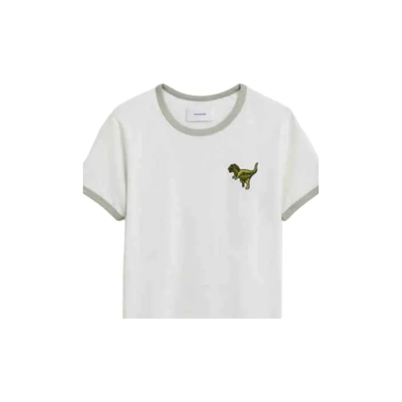 COACH Rexy Logo Print Crew Neck Pullover T Shirt Women's Light Gray-4