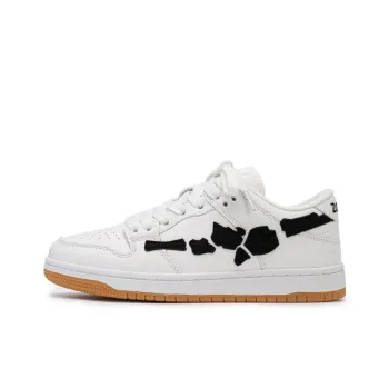 Little Red Man Anti-Slip Wear-Resistant Low-Top Skateboard Shoes Unisex White Natural Rubber