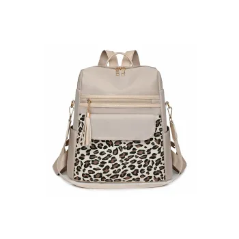 Yalu Nylon Backpack Regular Women's Ecru/Black/Coffee
