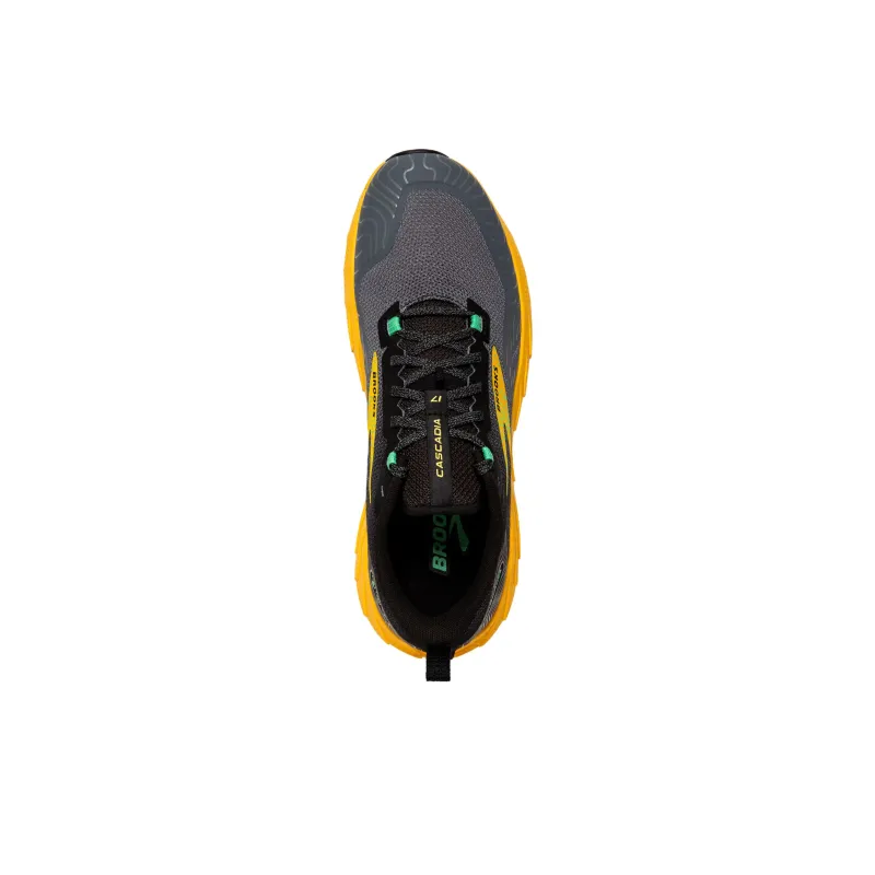 Brooks CASCADIA 17 Anti Slip Wear Resistant Low Top Trail Running Shoes Men's Yellow Gray-2