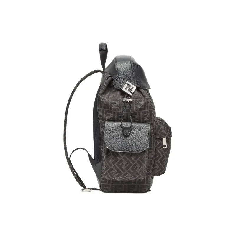 FENDI FF Jacquard Backpack Men's Black-1