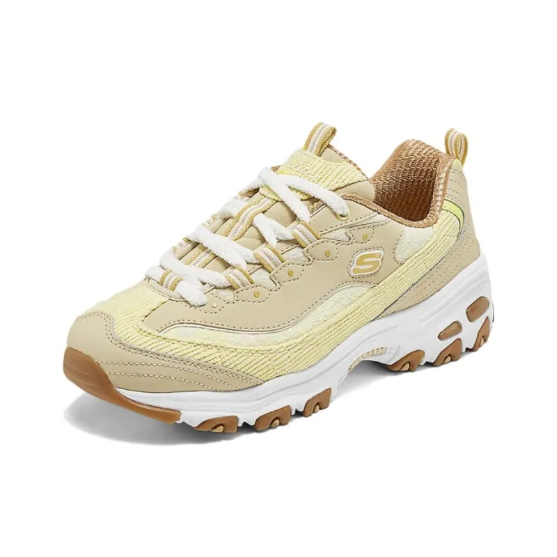 Skechers DLITES Cushioning Wear-Resistant Low-Top Chunky Sneakers Women's Yellow-2