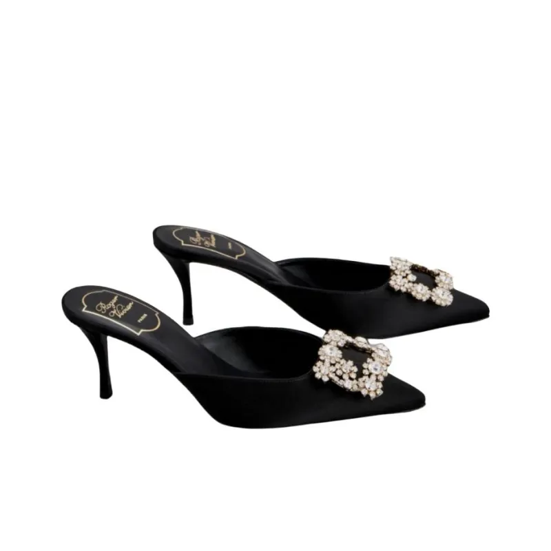 Roger Vivier Abrasion-Resistant Wrap-toe Slippers Women's Black-2