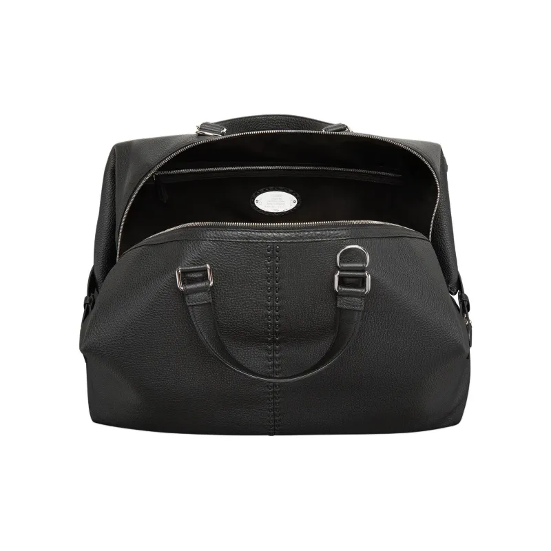 FENDI Calfskin Handbag Shoulder Bag Crossbody Bag Travel Bag Men's Black-3