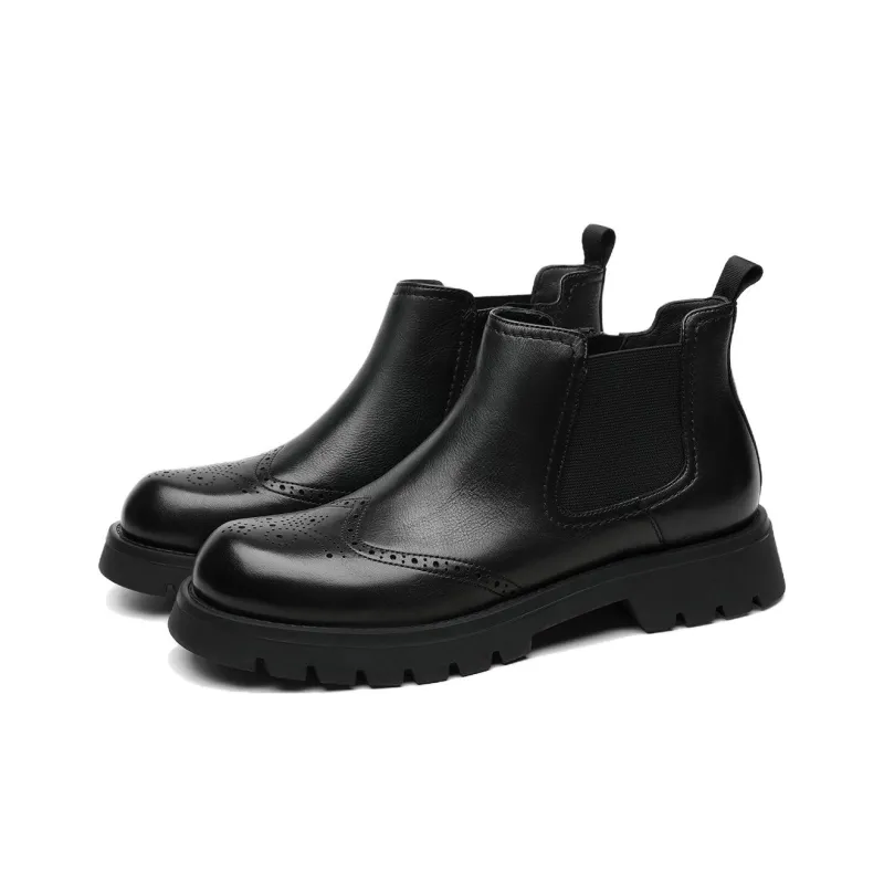 CROWN Chelsea Boots Men's Black One Yard Larger-2