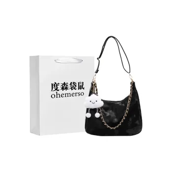 Dusen Kangaroo PU Shoulder Bag Women's Black/Coffee/Ecru