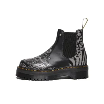 Dr.Martens 2976 Quad Platform Animal Print Boots 'Black Grey'