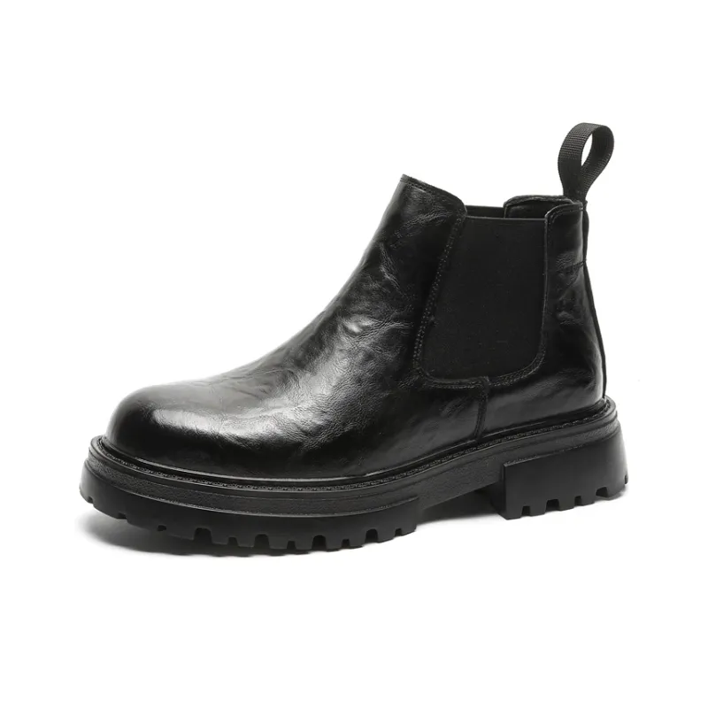 WEISHIBANGWEI Short Chelsea Boots Medium Heel Men's-0