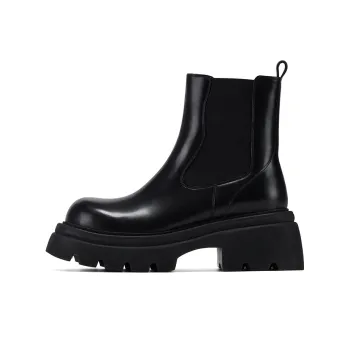 GG CC Platform Warm Ankle Boots 14.5cm Fleece Lined Chelsea Boots 7cm Women's