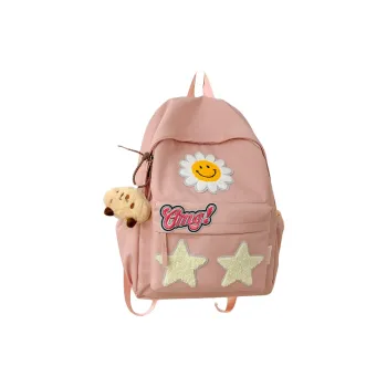 BRABOSTON Nylon Fabric Backpack Regular Unisex Beige Yellow/Ecru/Black/Pink