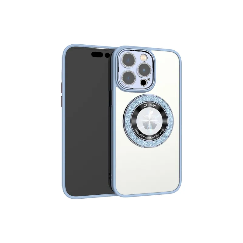 ZHUOJI PC Material Sparkling Rhinestone Round Glitter Stand Phone Cases Compatible With Apple 16/15/14/13 Series-9