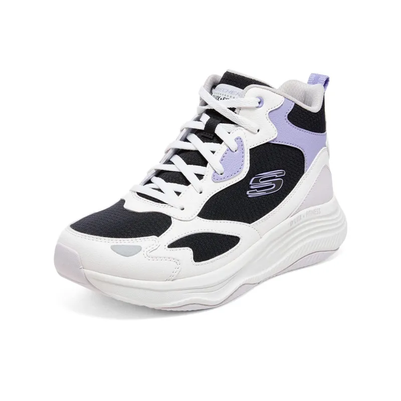 Skechers Cushioning, Wear Resistant High Top Casual Shoes Women's Black White Purple-2