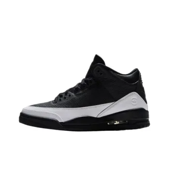 Fragment Design x Jordan Air Jordan 3 Anti Slip Wear Resistant Mid Top Vintage Basketball Shoes Unisex Black White