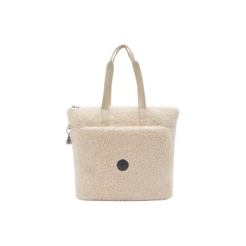 Kipling Polyester Tote Bag, Shopping Bag, Handbag, Shoulder Bag Large Size Women's Beige/Black