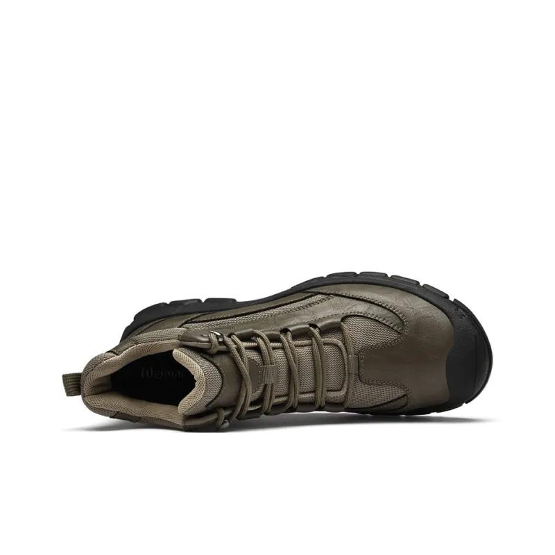 Wen Nai Wear Resistant Cushioning Height Increasing Slip Resistant Short Outdoor Boots Men's Khaki-4