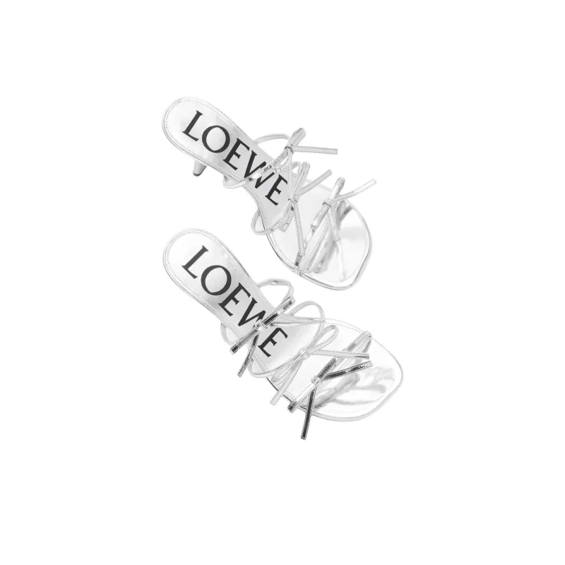 LOEWE Petal Slide Slippers Women's Silver-3