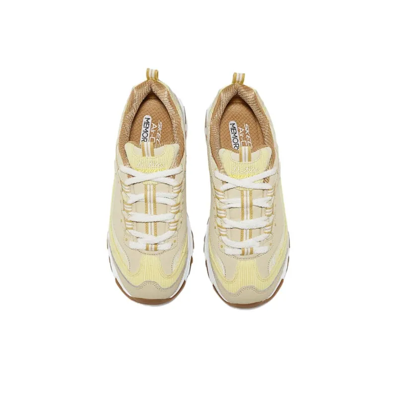 Skechers DLITES Cushioning Wear-Resistant Low-Top Chunky Sneakers Women's Yellow-4