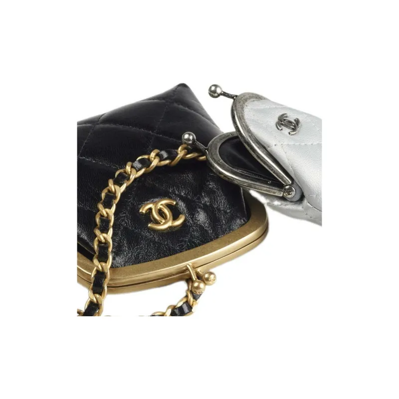 CHANEL Lambskin Calfskin Metal Lipstick Bag, Coin Purse, Crossbody Bag, Clutch Women's Multicolor-4