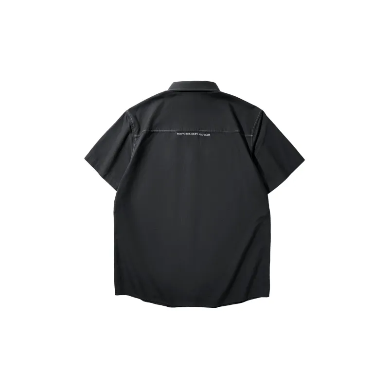 HLA Oxford Lapel 100% Cotton Short Sleeved Fashion Shirt Men's-4
