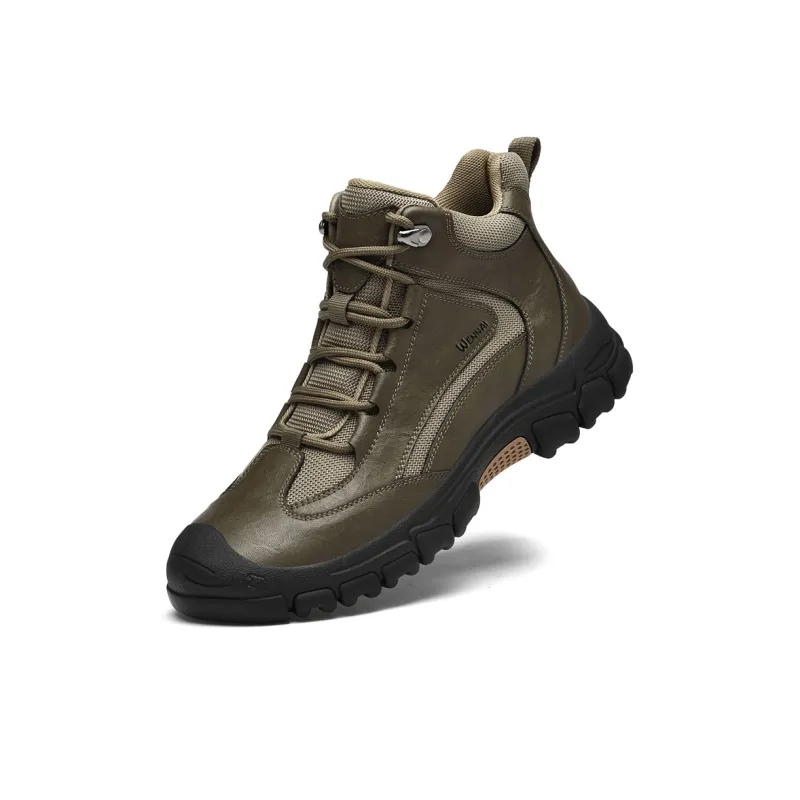 Wen Nai Wear Resistant Cushioning Height Increasing Slip Resistant Short Outdoor Boots Men's Khaki-2
